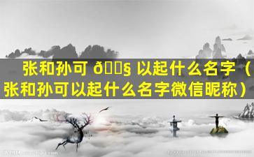 张和孙可 🐧 以起什么名字（张和孙可以起什么名字微信昵称）